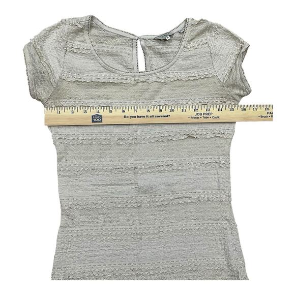 GUESS Y2K Top Cream Fitted Mesh Lace Sheer Sz M Romantic Coquette Blouse Stretch - Picture 8 of 9